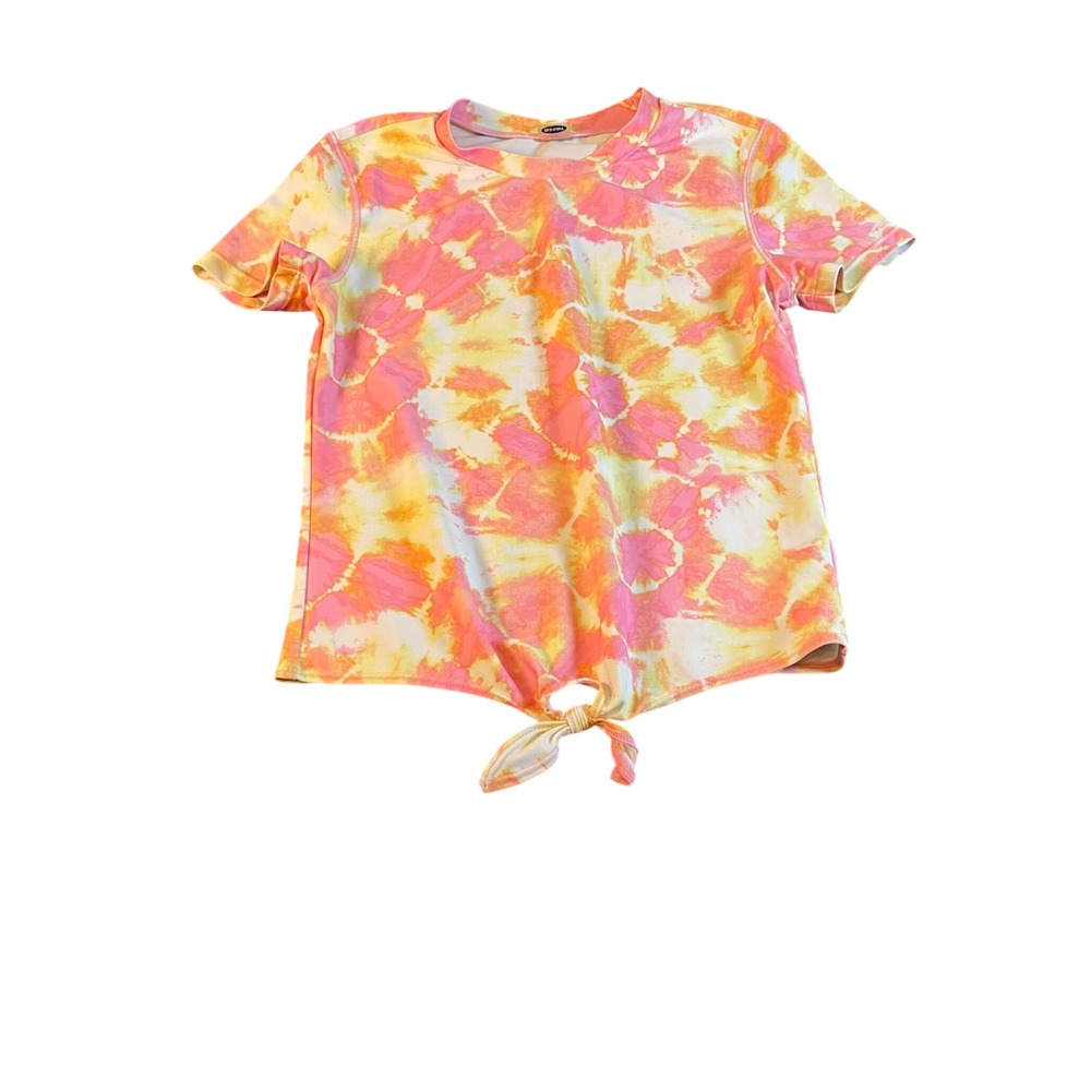 Old Navy Girls Tie Dye Rash Guard Size Large Tie Front Beach Pool Swim‎ Vacation